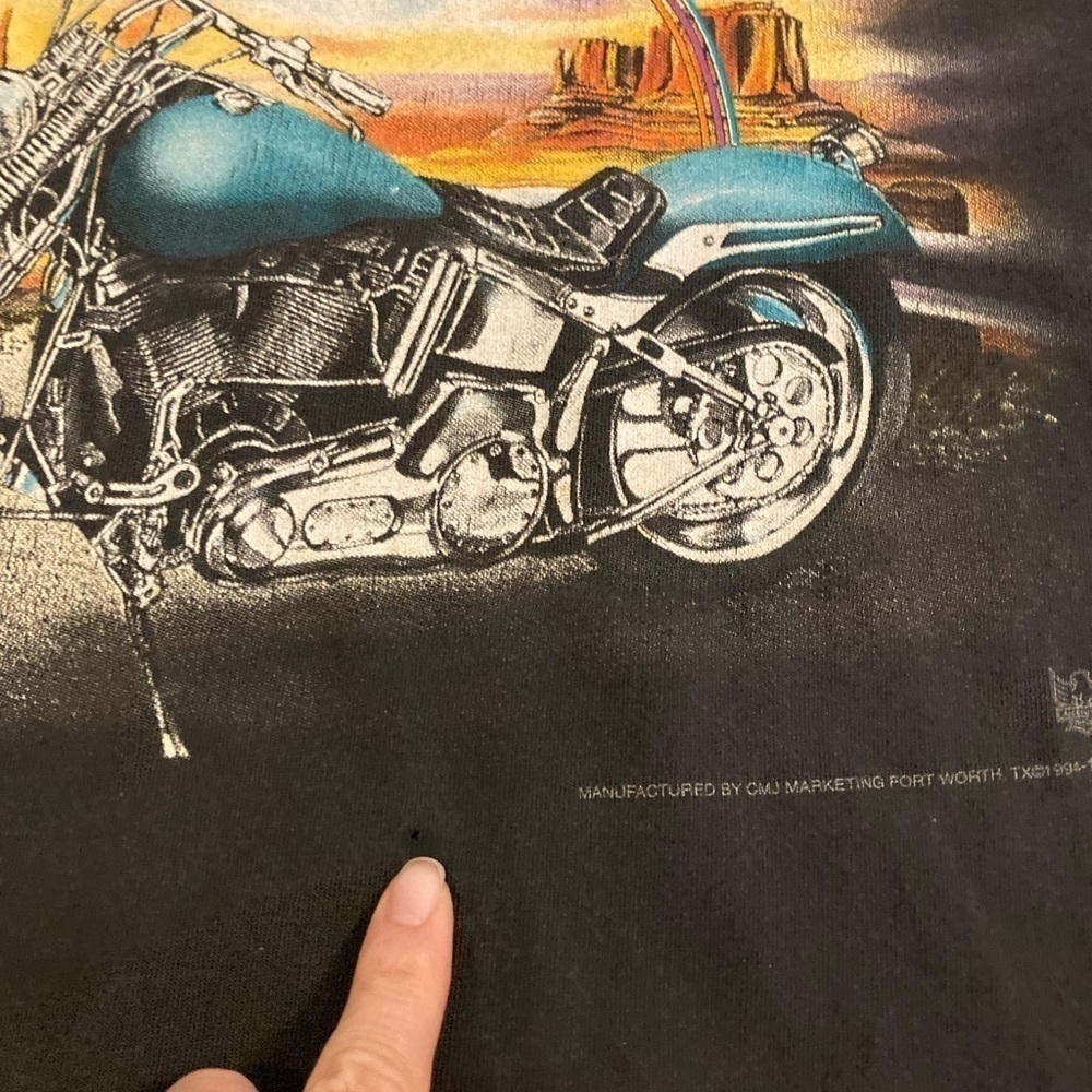 Vintage 1997 3D Emblem Call Of The Road Black Biker Graphic Sturgis T-shirt XXL - Picture 8 of 12